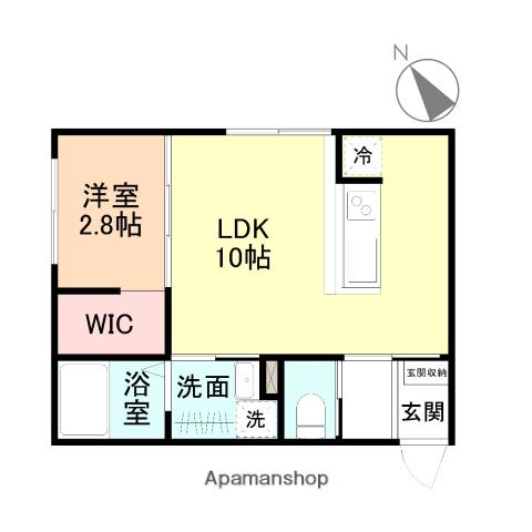 TRINITY(1LDK/1階)の間取り写真