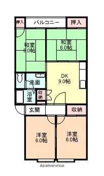 BLOOM汐風(4DK/2階)の間取り写真