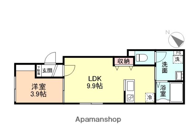 NEO 五福 B棟(1LDK/1階)の間取り写真