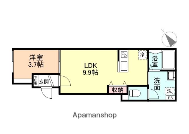 NEO 五福 B棟(1LDK/1階)の間取り写真