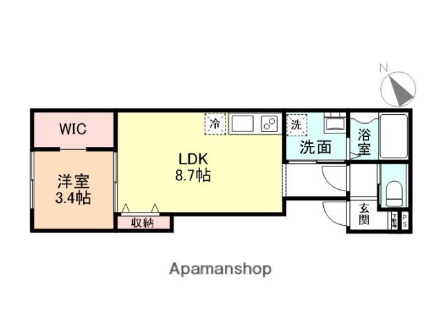NEO 五福 B棟(1LDK/2階)の間取り写真
