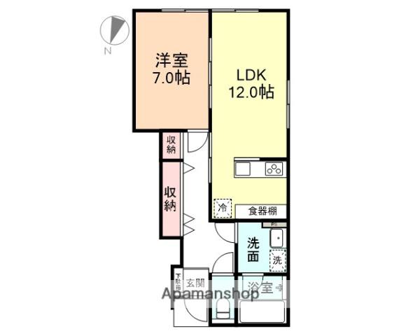 グッドシャトーⅥ(1LDK/1階)の間取り写真