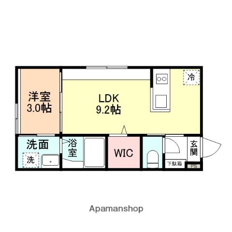 富山市向新庄町4丁目アパートA棟(1LDK/1階)の間取り写真