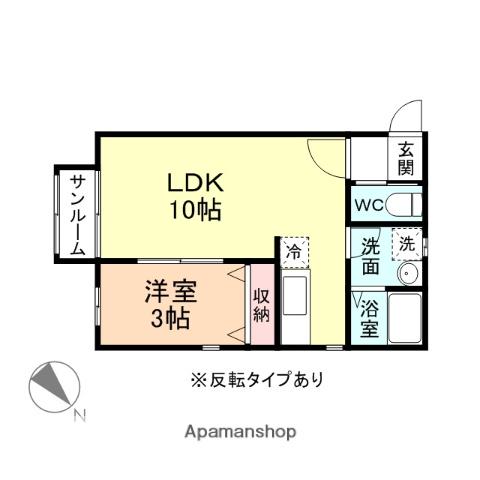 GREEN GABLES A(1LDK/2階)の間取り写真