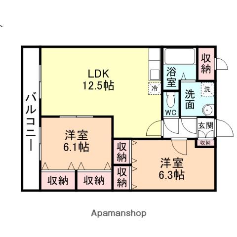 マルゼン中央(2LDK/3階)の間取り写真