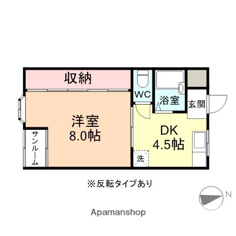 富山地鉄本線 越中荏原駅 徒歩12分 2階建 築38年(1DK/2階)の間取り写真