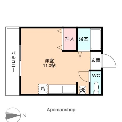 ホープフルハイツ(ワンルーム/1階)の間取り写真