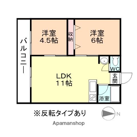 ホープフルハイツ(2LDK/2階)の間取り写真