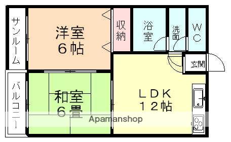 ヴィラ・ラボール磯部(2LDK/2階)の間取り写真
