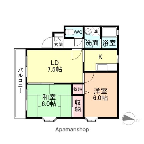コーポ天正寺(2LDK/2階)の間取り写真