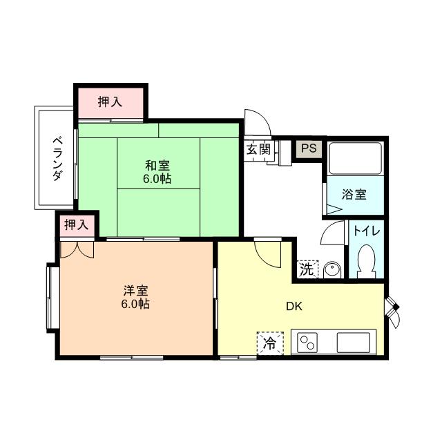 ヴァンベール羽根(2DK/2階)の間取り写真