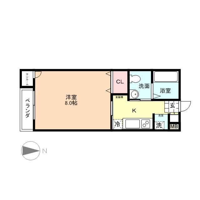 DERIOナカガワ(1K/1階)の間取り写真