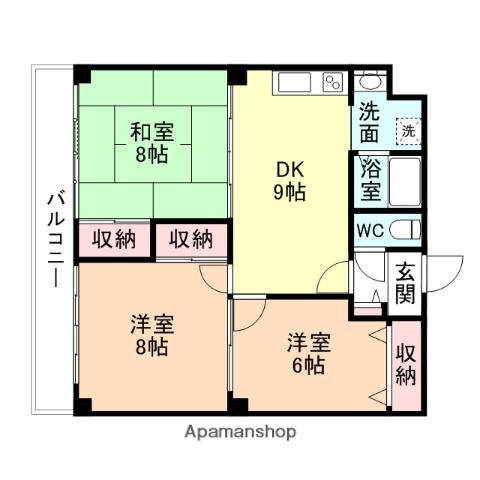 レジデンス新川原(3LDK/5階)の間取り写真