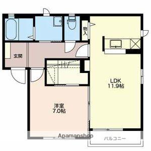 ヴォアソルテ B棟(1LDK/1階)の間取り写真