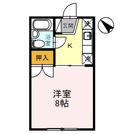 プレジールけやき台(1K/1階)の間取り写真