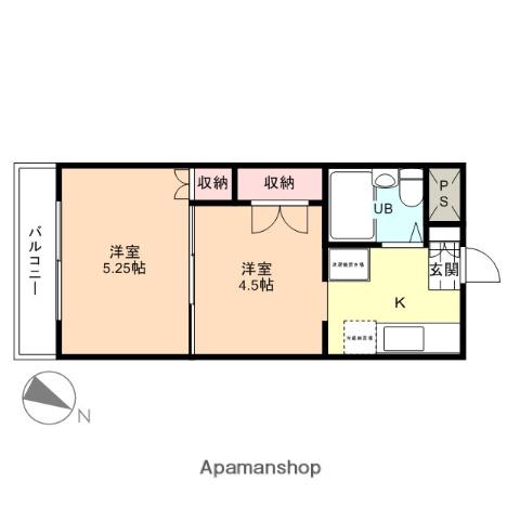 コーポ神通(2K/2階)の間取り写真