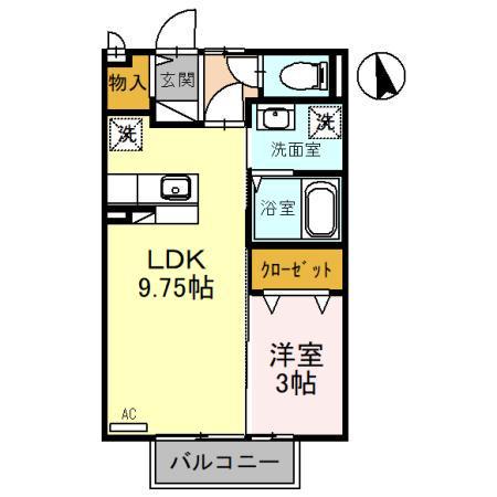 パークコートG棟(1LDK/1階)の間取り写真