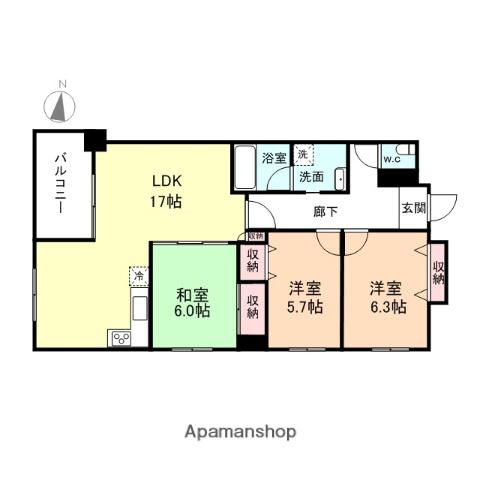 アパガーデンプレイス富山(3LDK/14階)の間取り写真