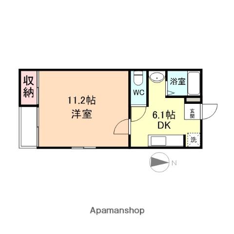 ティーハウスⅡ(1DK/1階)の間取り写真