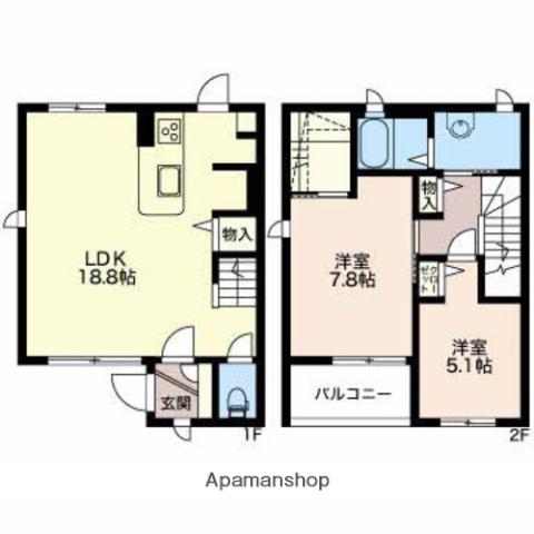 富山地鉄本線 東新庄駅 徒歩18分 2階建 築23年(2LDK/1階)の間取り写真