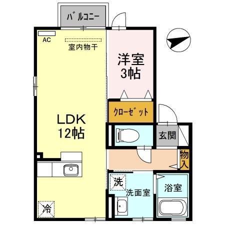 さくらハウス石金(1LDK/1階)の間取り写真