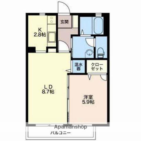 ベルフォンテーヌB(1LDK/2階)の間取り写真