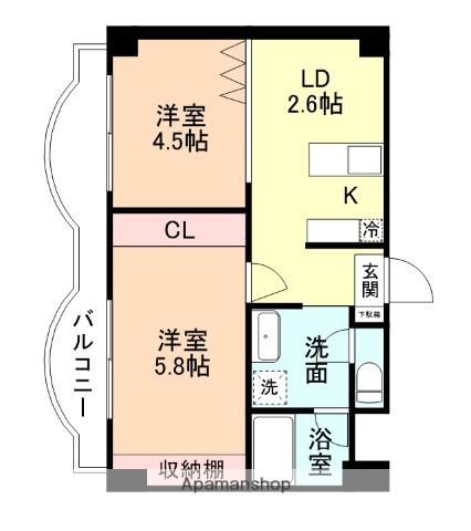 キャピタル平安(2DK/4階)の間取り写真