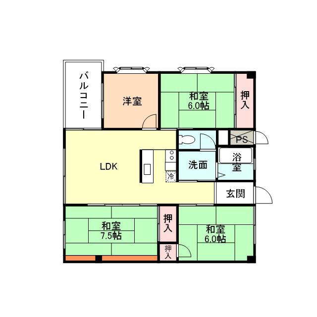 ロイヤルハイツ(4LDK/3階)の間取り写真
