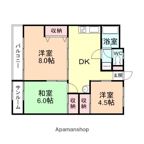 レジデンスムライ(3DK/3階)の間取り写真