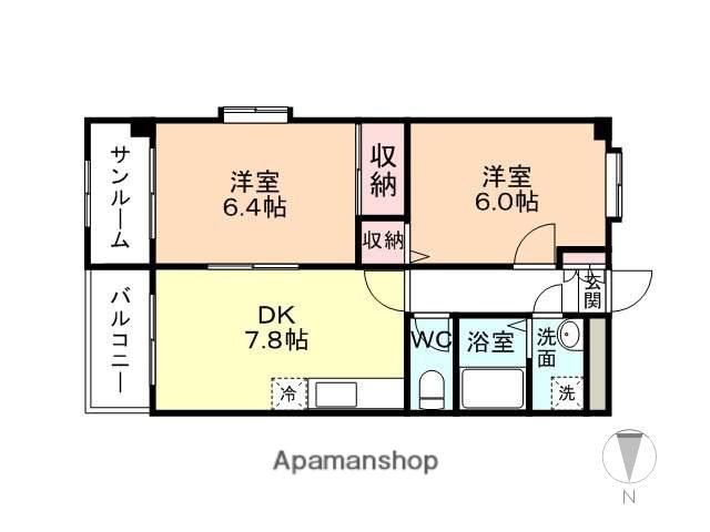 ロイヤルメゾン(2DK/2階)の間取り写真