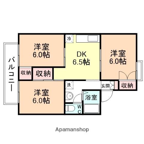パレーシャル堀川(3DK/2階)の間取り写真