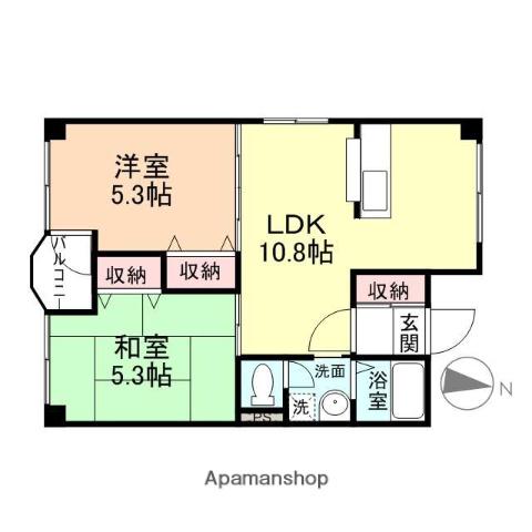 リブロ山口(2LDK/2階)の間取り写真