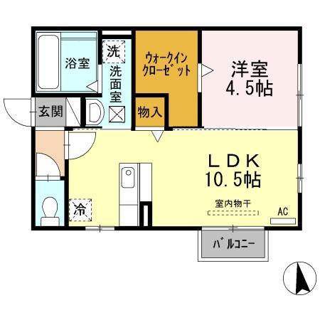 プラムハウス(1LDK/1階)の間取り写真