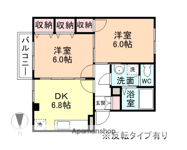 ヴィラ・アエロポールⅠ(2DK/2階)の間取り写真