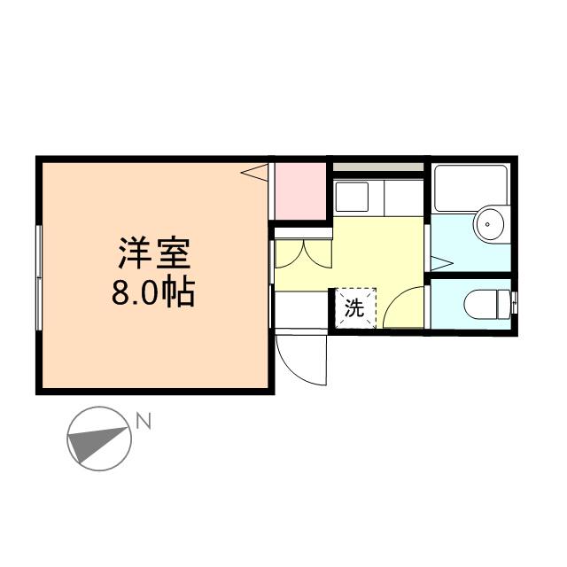 プレジール小杉台(1K/2階)の間取り写真