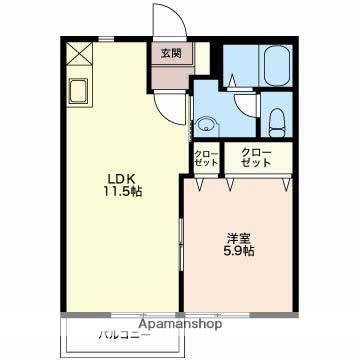 シェモア(1LDK/2階)の間取り写真
