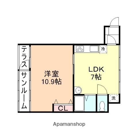 コンチネンタル寺町(1LDK/1階)の間取り写真