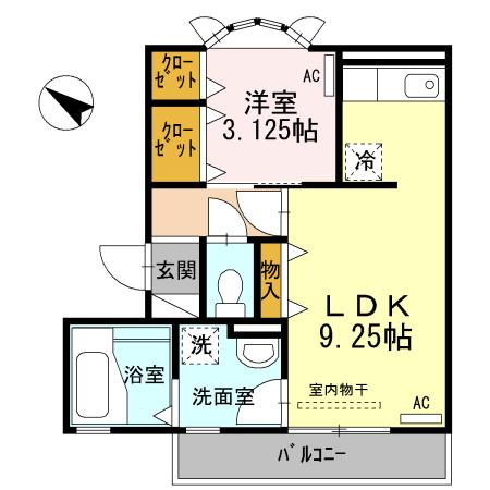 アイリスハイツ(1LDK/1階)の間取り写真
