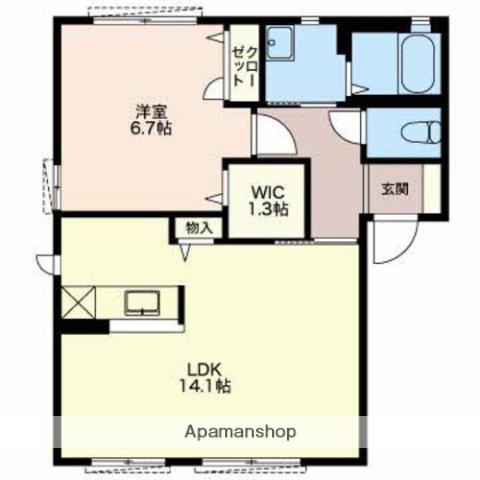 MASTTOWNFUCHU A棟(1LDK/1階)の間取り写真