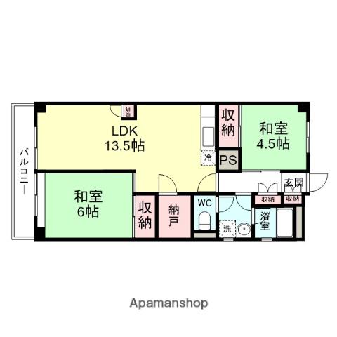 グランドハイツ清水(2LDK/4階)の間取り写真