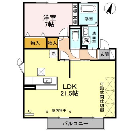 アザレアパークF棟(1LDK/1階)の間取り写真