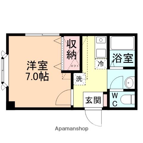 信開セルーラ駒見2(1K/1階)の間取り写真