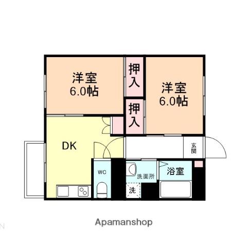 コーポ吉山(2DK/3階)の間取り写真