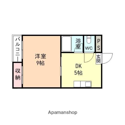 富山地鉄富山市内線 富山大学前駅 徒歩20分 3階建 築33年(1DK/3階)の間取り写真