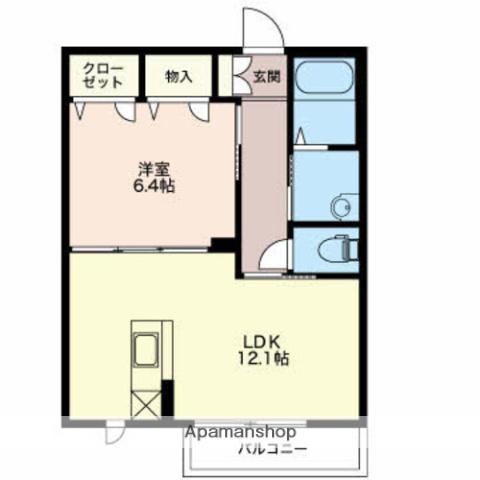 ソサイティー黒瀬(1LDK/2階)の間取り写真