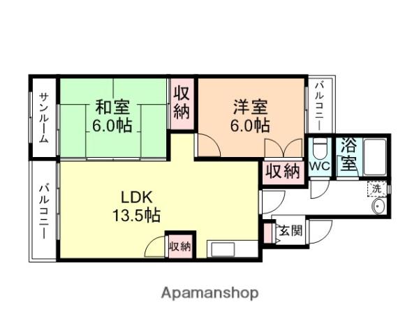インペリアルハイツ(2LDK/4階)の間取り写真
