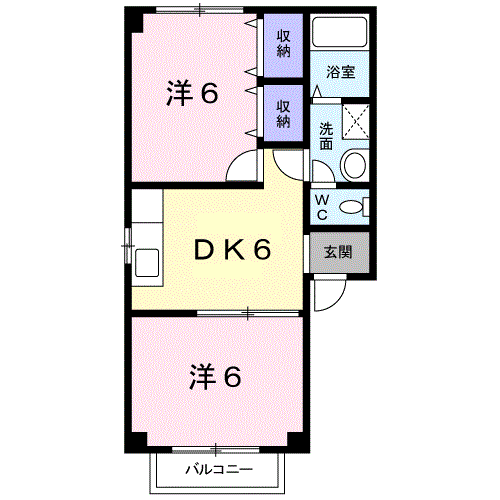 ヴィルフォーレⅡ(2DK/2階)の間取り写真