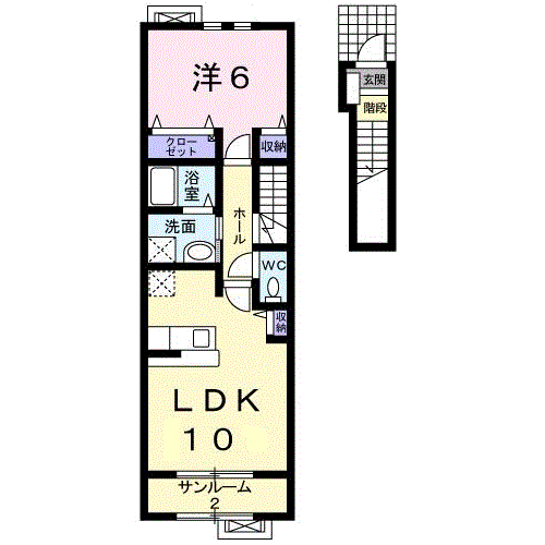 サニーⅠ(1LDK/2階)の間取り写真
