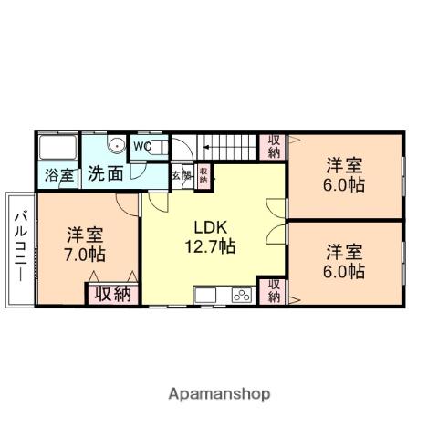カーサ五福10区(3LDK/2階)の間取り写真