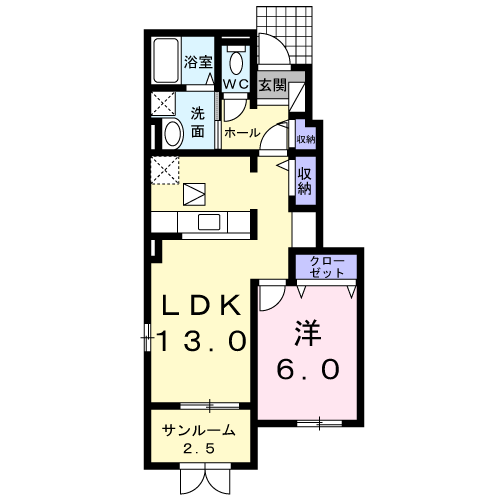 富山地鉄不二越上滝 上堀駅 徒歩18分 2階建 築14年(1LDK/1階)の間取り写真